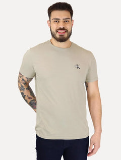 Camiseta Calvin Klein Jeans Masculina New Mono Logo Re Issue Cáqui Claro
