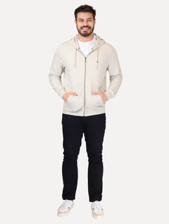 Moletom Tommy Hilfiger Masculino Flag Logo Zip-Through Hoody Areia