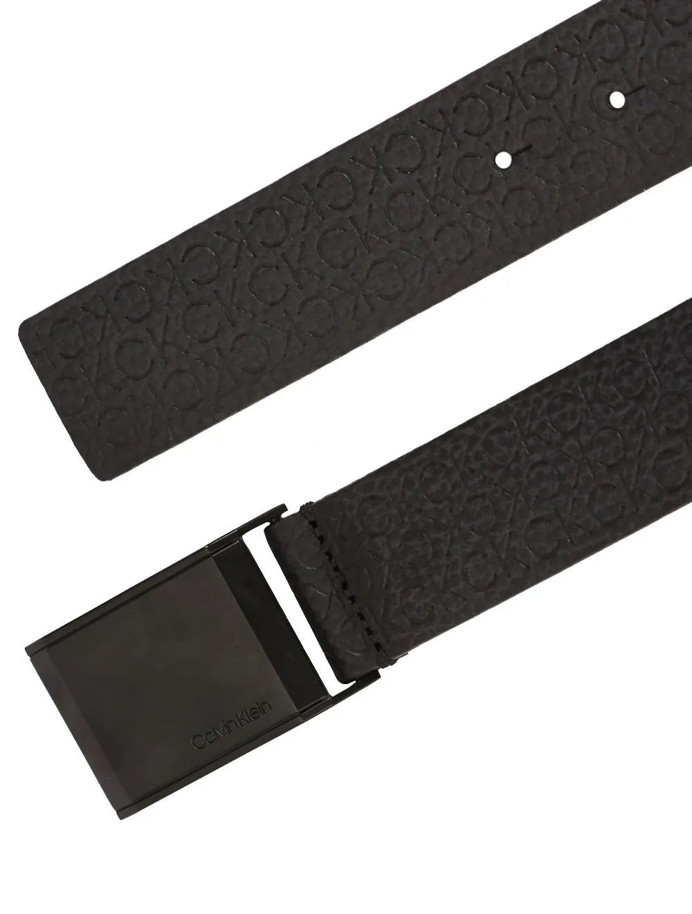 Cinto Calvin Klein Jeans Masculino Couro Beveled Plaque Tonal Mono Preto