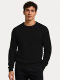 Suéter Dixen Masculino Tricot Manga Longa Texturizada Vertical Preto