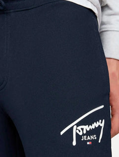 Calça Tommy Jeans Masculina Moletom Entry Signature Graphic Azul Marinho