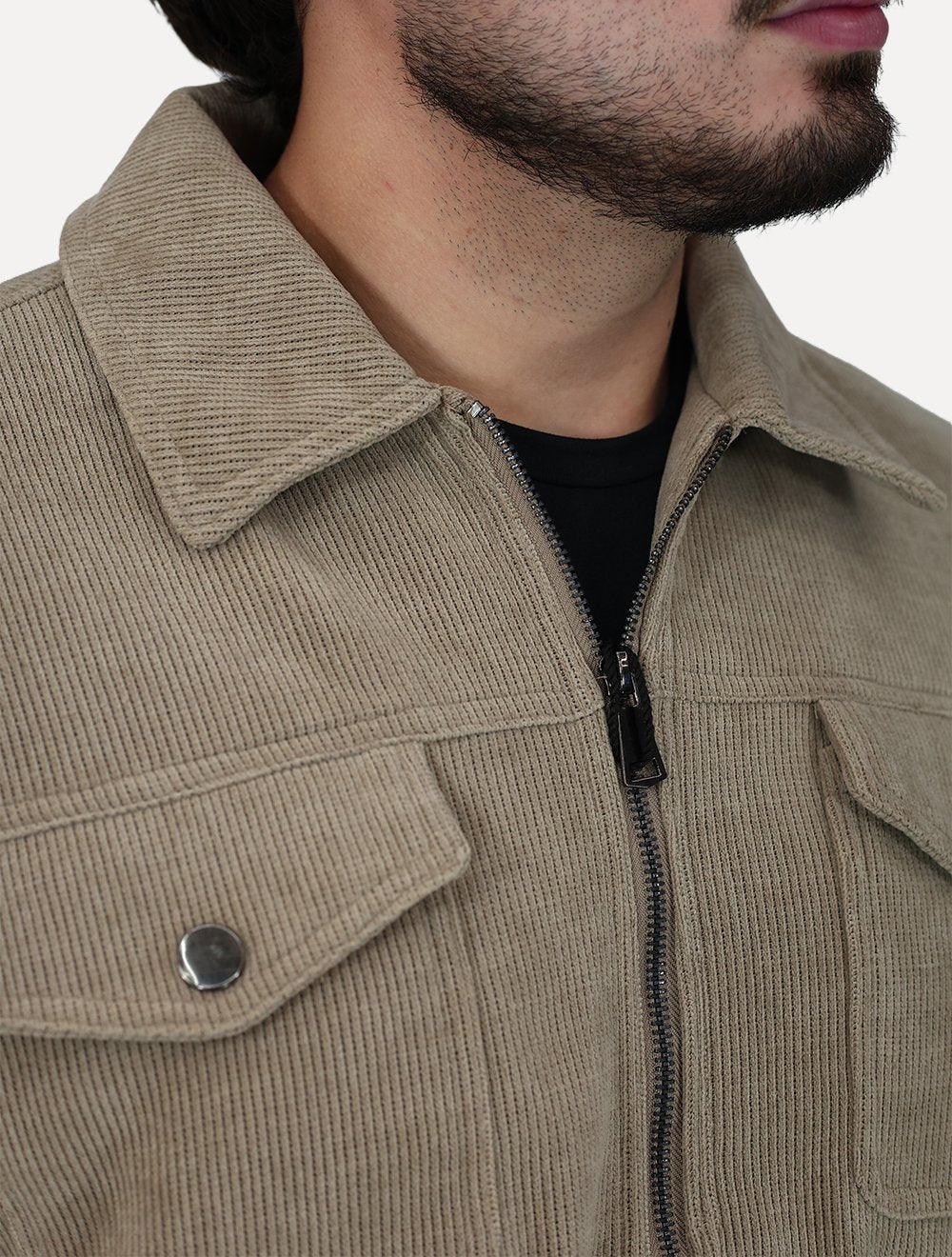 Jaqueta Dixen Masculina Cotelê Canelada Pockets FullZip Areia
