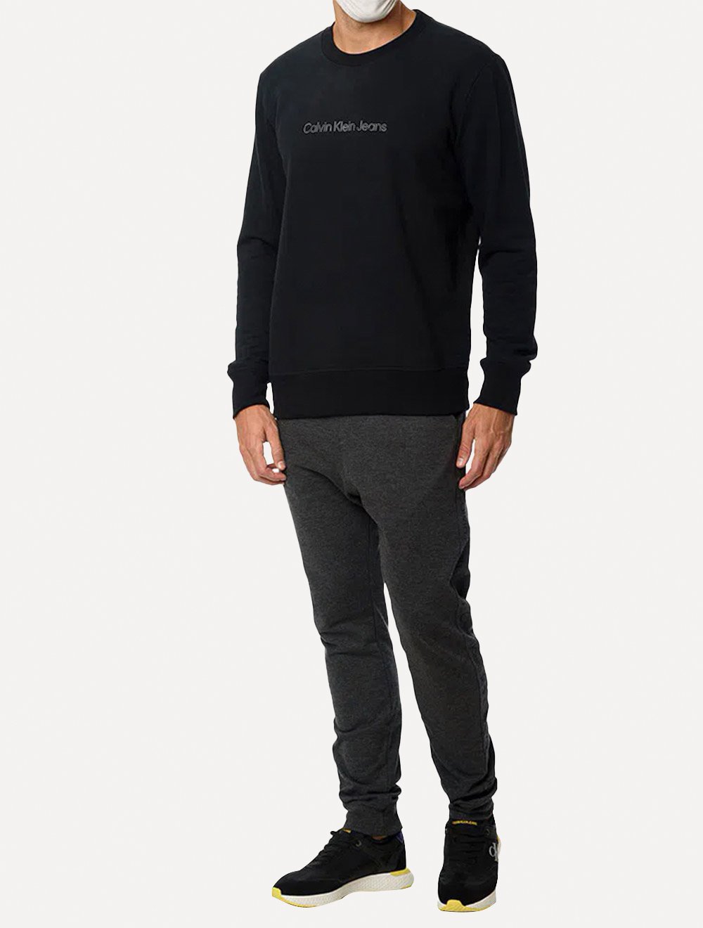 Moletom Calvin Klein Jeans | Masculino Crewneck Light Front Logo Preto