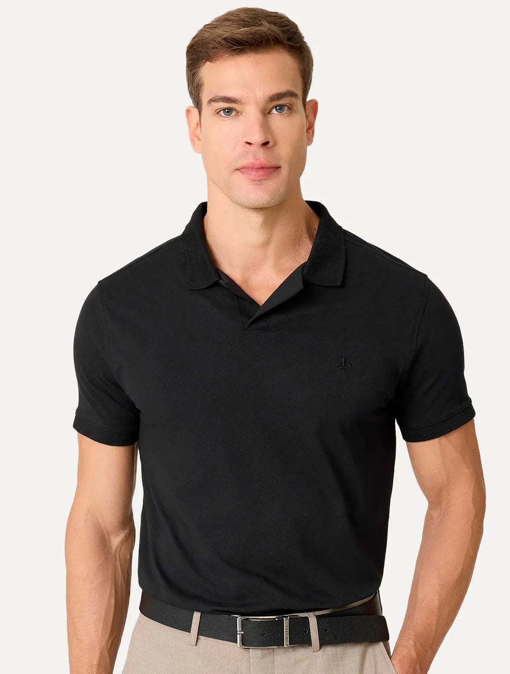Polo Dudalina Masculina Flex Gola Piquet Resort Preta