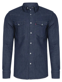 Camisa Jeans Levis Masculina Barstow Western Azul