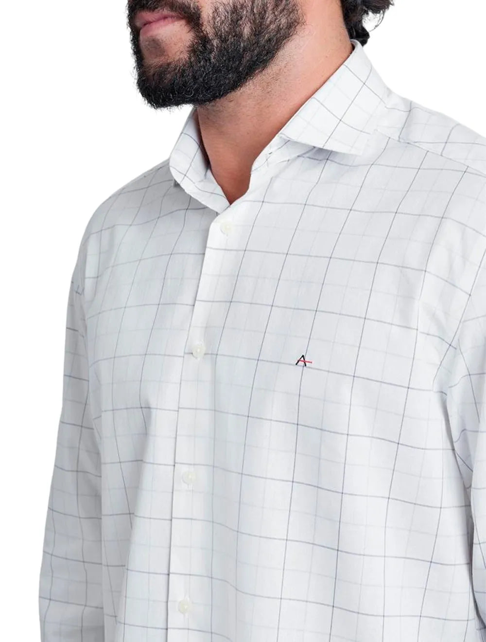 Camisa Aramis Masculina Regular Tricoline Large Xadrez Off-White