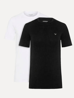 Kit Camisetas Empório Armani Masculina C-Neck Printed Logo Preta e Branca