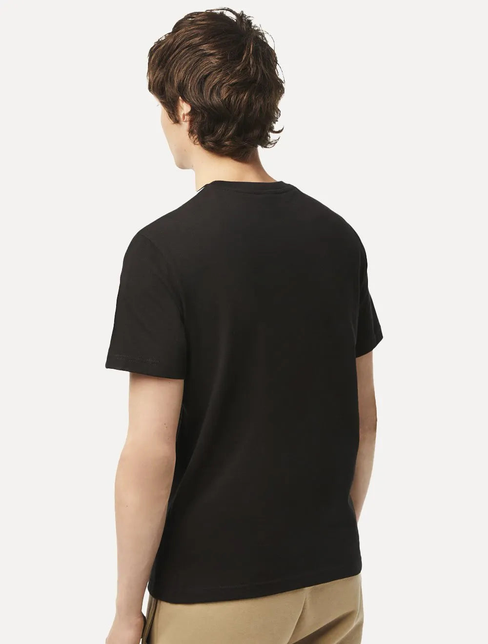 Camiseta Lacoste Masculina Regular Fit Listrada Logo Preta