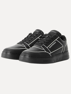 Tênis Empório Armani Masculino Couro White Line Preto