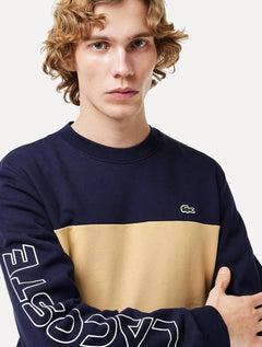 Moletom Lacoste Masculino Jogger 3D Print Colorblock Cáqui/Marinho