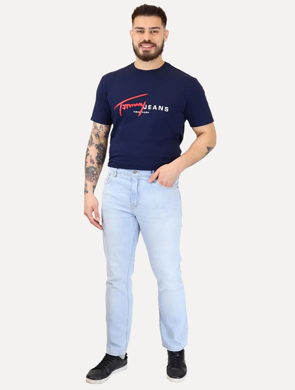 Calça Tommy Jeans Masculina Regular Straight Relaxed Ryan Azul Claro