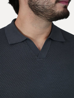 Camiseta Dixen Masculina Tricot Manga Longa Jacquard Seamless Cinza