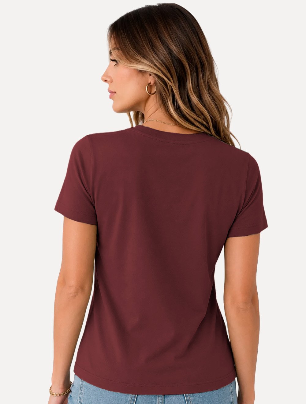 Camiseta Guess Feminina Patch Small Logo Bordô