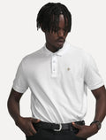 Polo Dudalina Masculina Piquet Brown Logo Bordado Branca