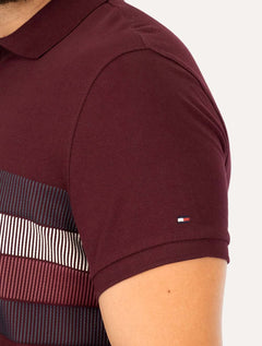 Polo Tommy Hilfiger Masculina Regular Shadow Global Stripe Bordô