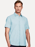 Camisa Aramis Masculina Slim Manga Curta Flame Bosco Azul Claro