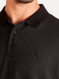 Polo Reserva Masculina Regular Piquet Friso Rajado Preto Mescla