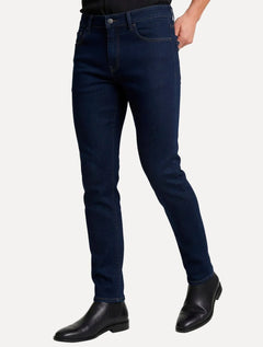 Calça Dudalina Jeans Slim Classica 5 Pockets Costura Escura Azul Escuro