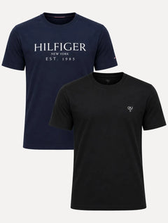Kit Camisetas Tommy Hilfiger/Calvin Klein | Azul Marinho/Preta