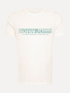 Camiseta John John Masculina Regular Fit Font Stripe Off White