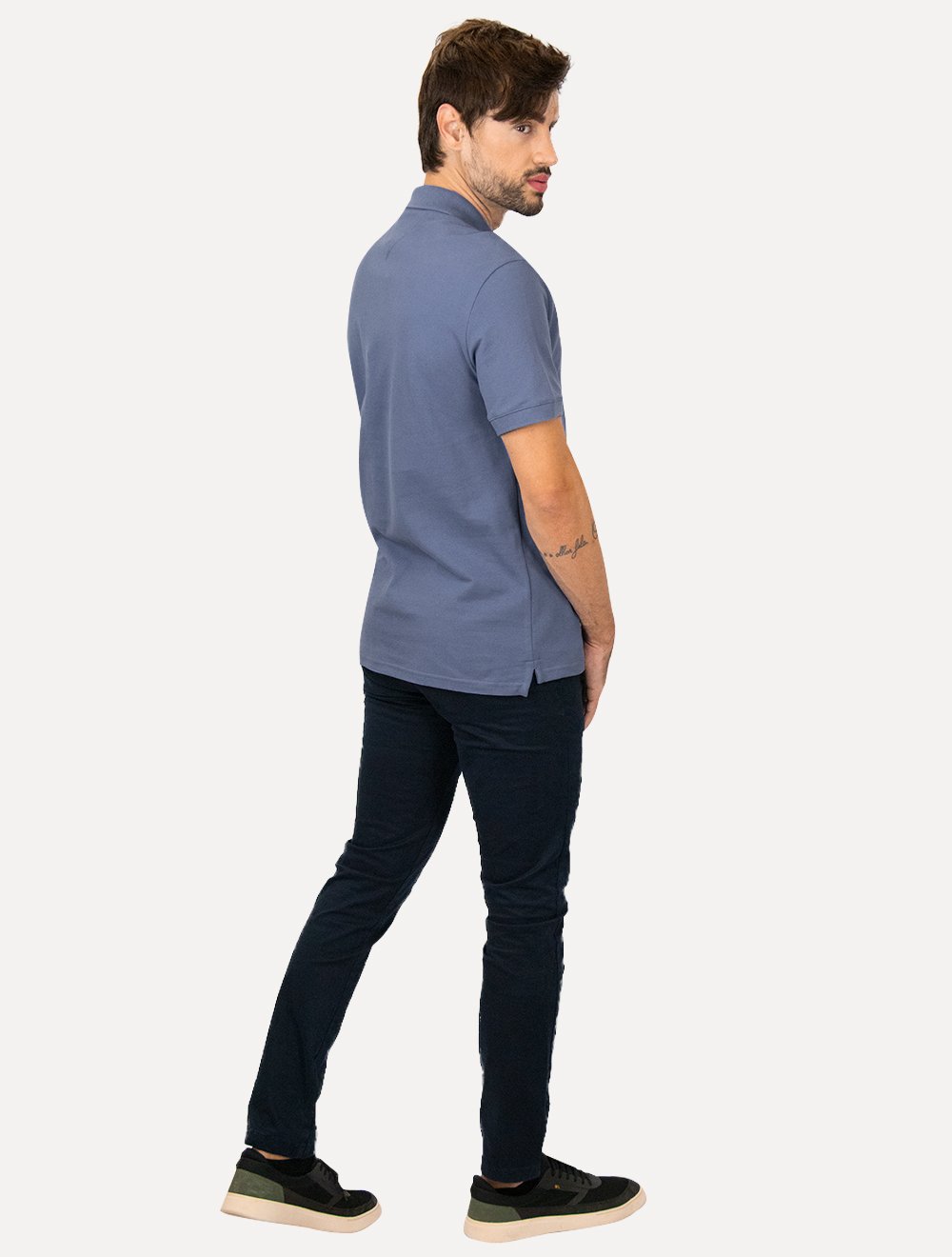 Polo Tommy Jeans Masculina Piquet Regular Placket Azul Índigo