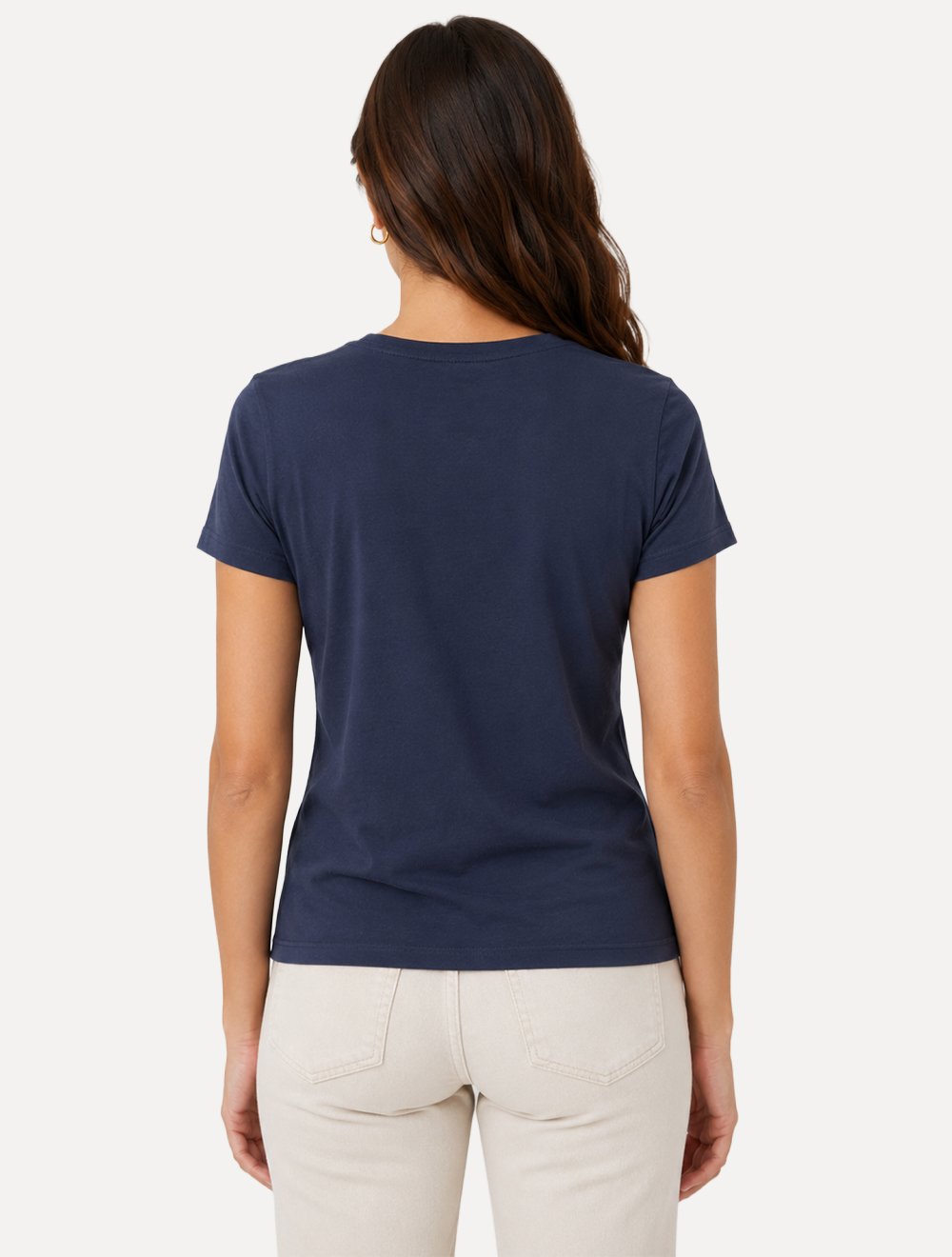 Camiseta Guess Feminina Chest Rubber Logo Azul Marinho