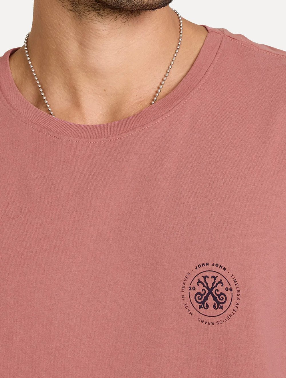 Camiseta John John Masculina Regular Fit Brand Circle Rosa Médio