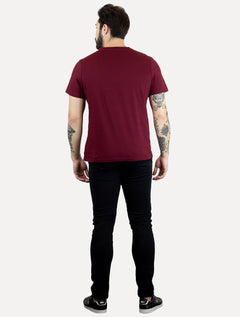 Camiseta Ellus Masculina Cotton Fine Duocolor Classic Bordô