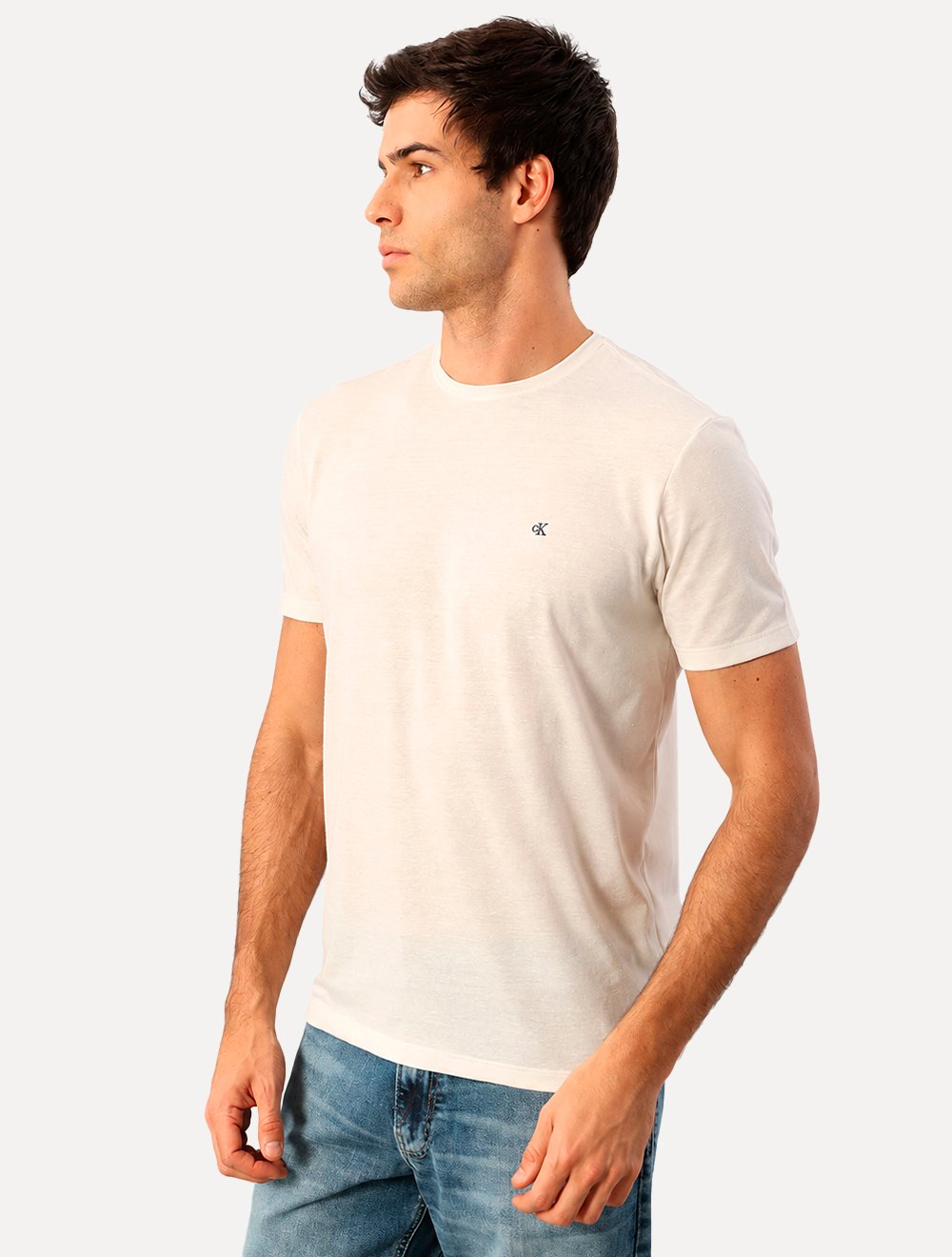 Camiseta Calvin Klein Jeans Masculina Botonê Off White