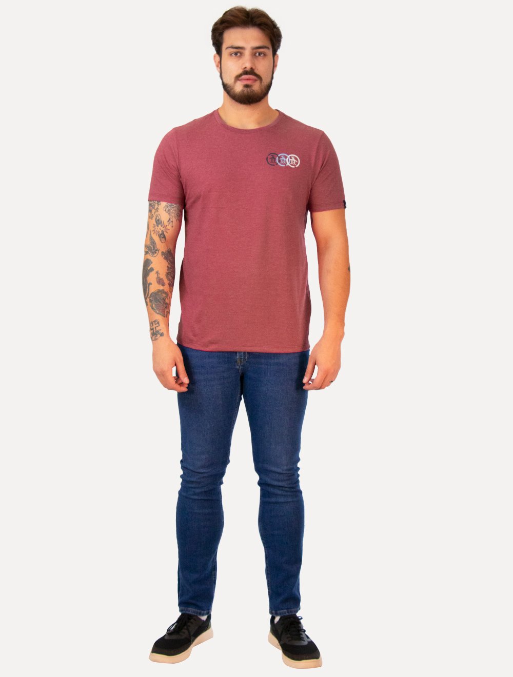 Camiseta Original Penguin Masculina Tri Circle Vermelho Mescla