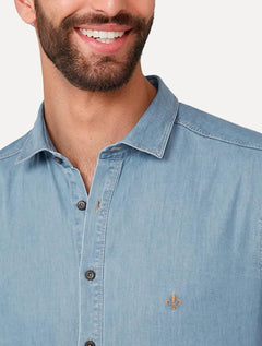 Camisa Dudalina Masculina Milano Essentials Lisa Azul Jeans