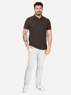 Polo Aramis Masculina Basic Piquet Mono Marrom Escuro
