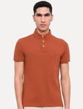 Polo Tommy Hilfiger Masculina Slim Piquet 1985 Laranja Escuro