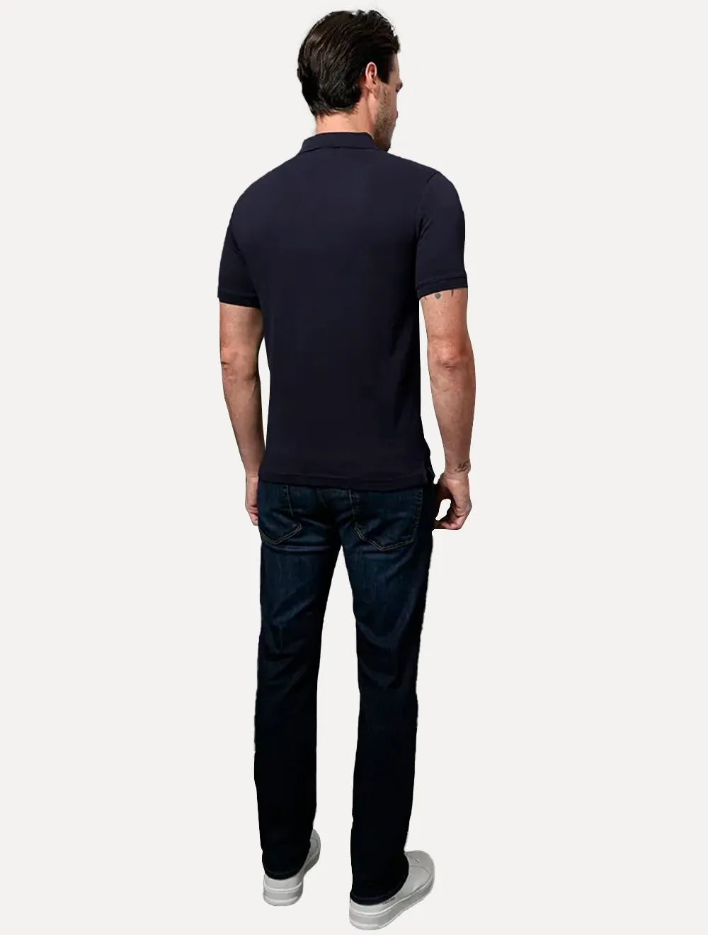 Polo Calvin Klein Masculina Piquet Slim Stretch Button Azul Marinho