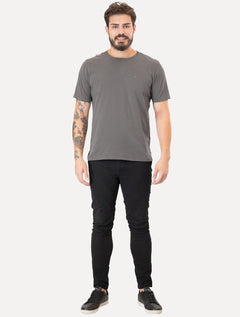 Camiseta Ellus Masculina Cotton Fine Classic Logo Cinza Médio