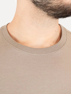 Camiseta Calvin Klein Masculina Meia Malha CK Cáqui Médio