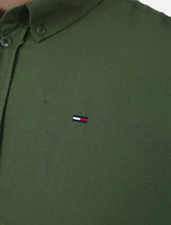 Camisa Tommy Hilfiger Masculina Oxford Regular Verde Sálvia