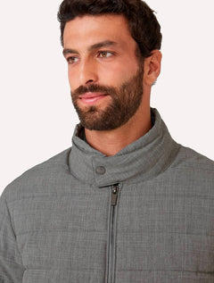 Jaqueta Dudalina Masculina Puffer Alfaiataria Cinza Escuro Mescla