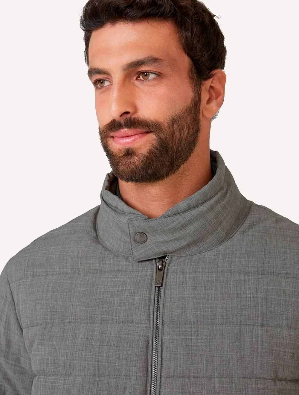 Jaqueta Dudalina Masculina Puffer Alfaiataria Cinza Escuro Mescla