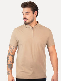 Polo Aramis Masculina Piquet Ziper All Khaki Cáqui