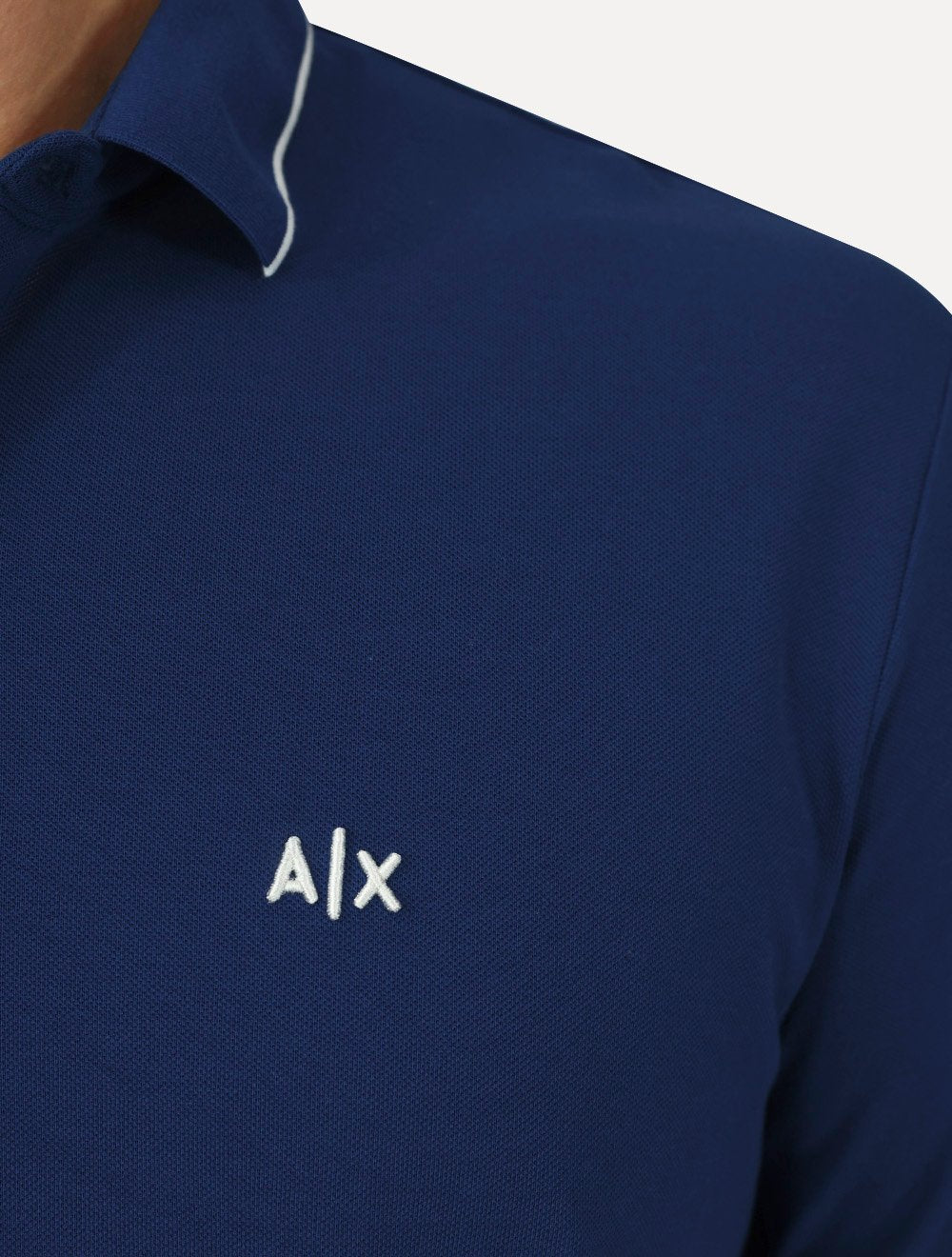 Polo Armani Exchange Masculina Regular Fit Dark Logo Icon AX Azul Royal