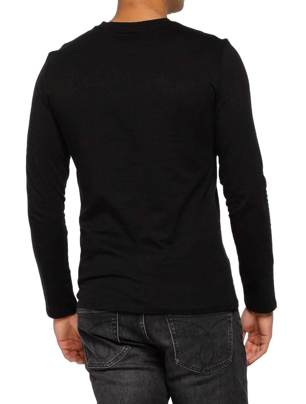 Camiseta Guess Masculina Manga Longa Logo Print Preta