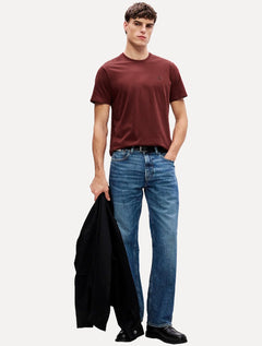 Camiseta Calvin Klein Jeans Masculina New Logo Re Issue Bordô