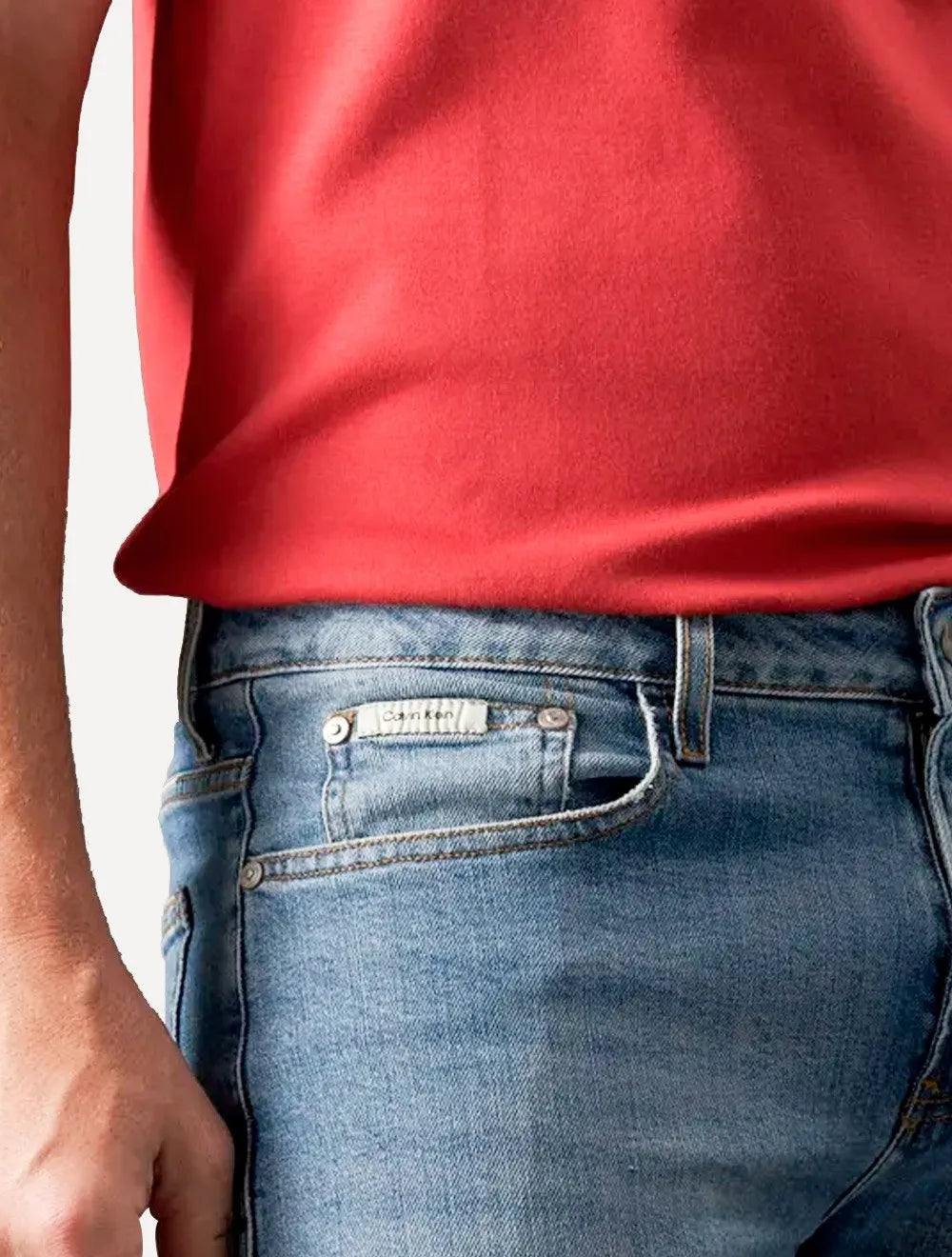 Calça Calvin Klein Jeans Masculina Slim 5 Pockets Azul Médio