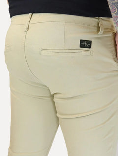 Calça Calvin Klein Jeans Masculina RE Issue Label Cáqui Claro