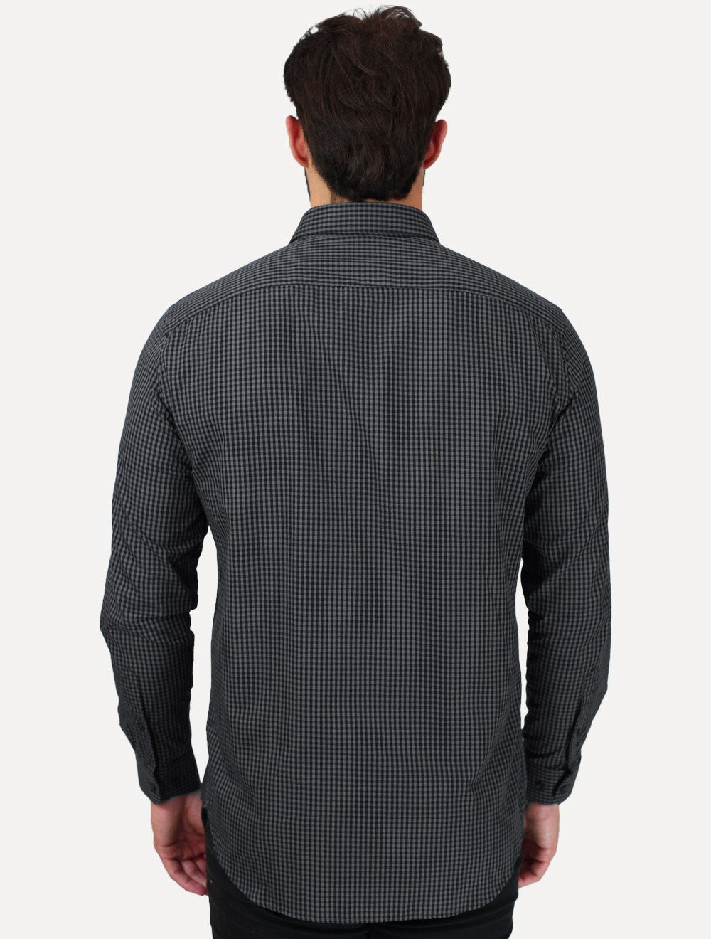 Camisa Aramis Masculina Slim Mini Xadrez Damero Chumbo/Preto