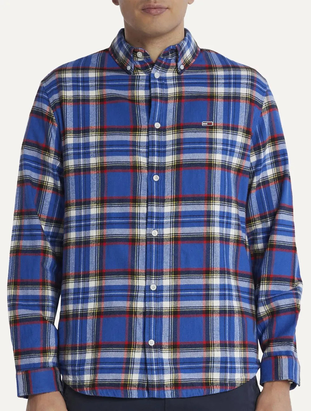 Camisa Tommy Jeans Masculina Regular Xadrez Flannel Check Azul