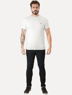 Camiseta Ralph Lauren Masculina Custom Slim Fit Red Icon Branca