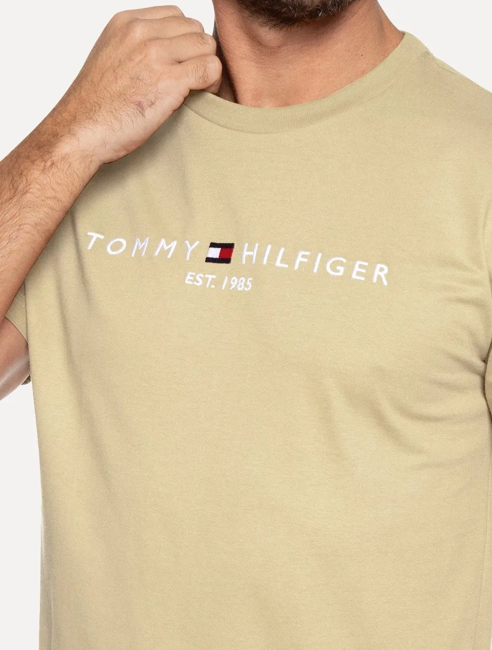 Camiseta Tommy Hilfiger Masculina Light Core Logo Tee Cáqui Médio