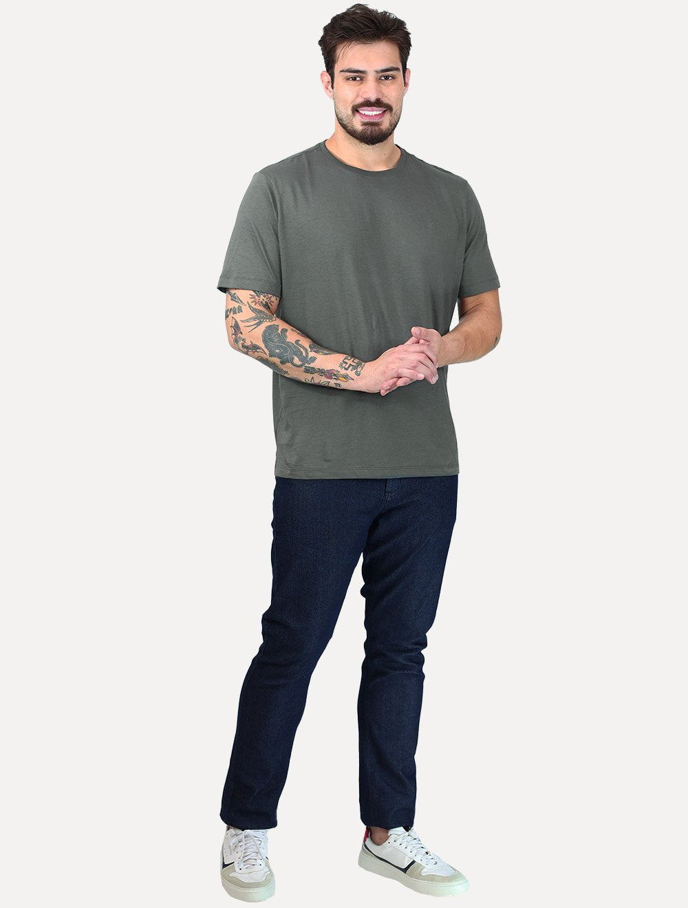 Camiseta Individual Comfort Pima Soft Touch Logo Cinza Escuro